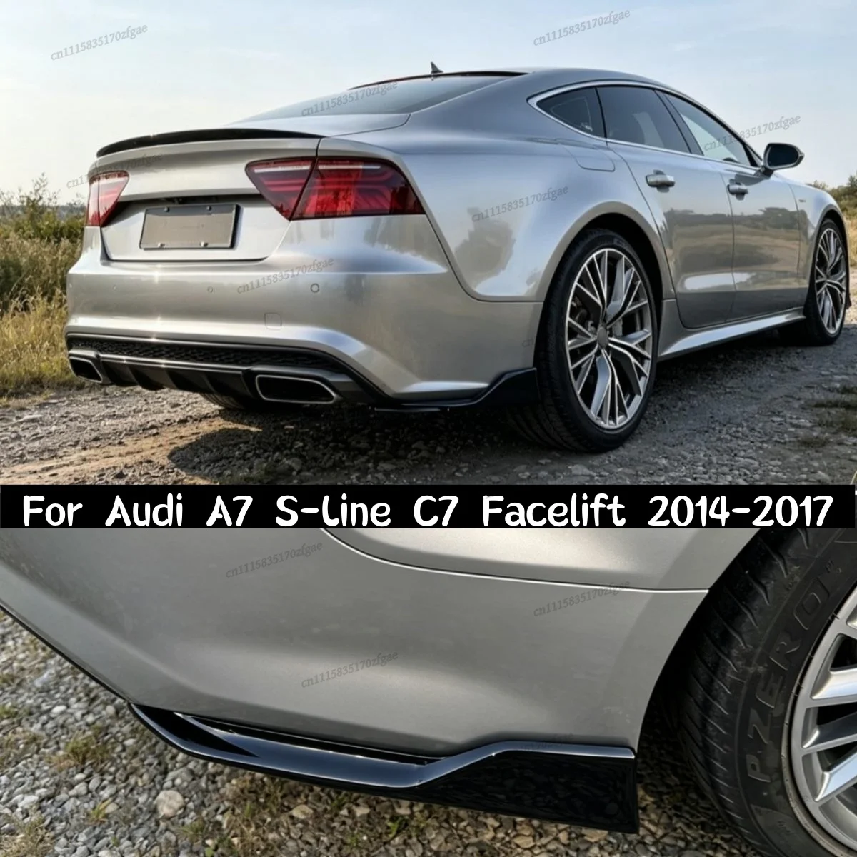 For AUDI A7 C7 S-line 2014-2017 Facelift Car Rear Side Bumper Splitter Diffuser Over Accessories 2pcs ABS Bodykits Trim Tuning