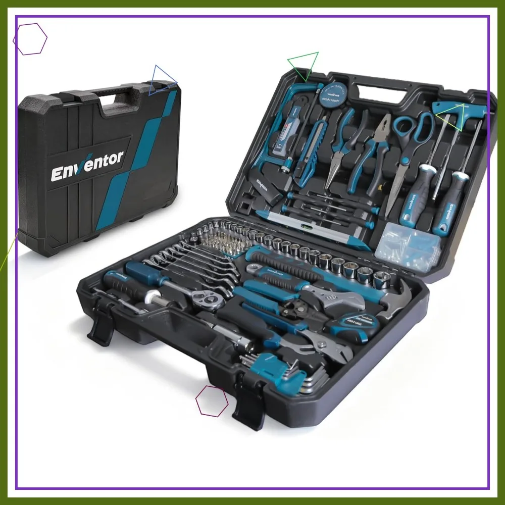 

220-Piece Home Tool Kit with Toolbox, Wrench & Hand Tools for Repairs, Auto Maintenance, DIY Use - Blue