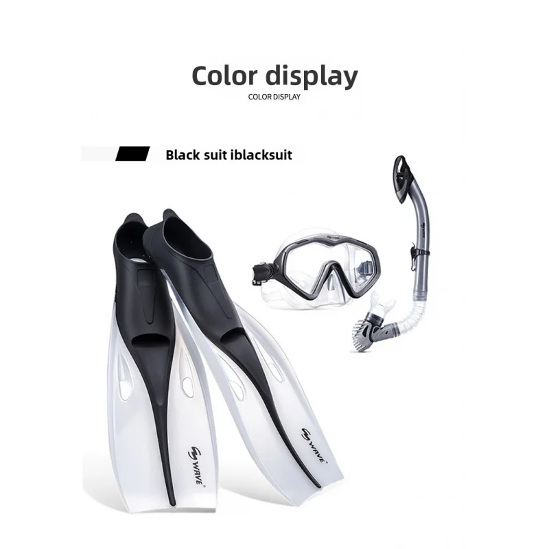 wave professional diving goggles fully dry snorkel  long fins  snorkeling fins  three piece set fins