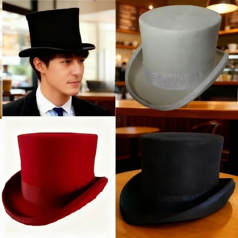 

Classic Jazz Fedoras Real Wool Hats for Men Magic Top President Lord Hat High Quality Gentleman Short Brim Male Black Caps