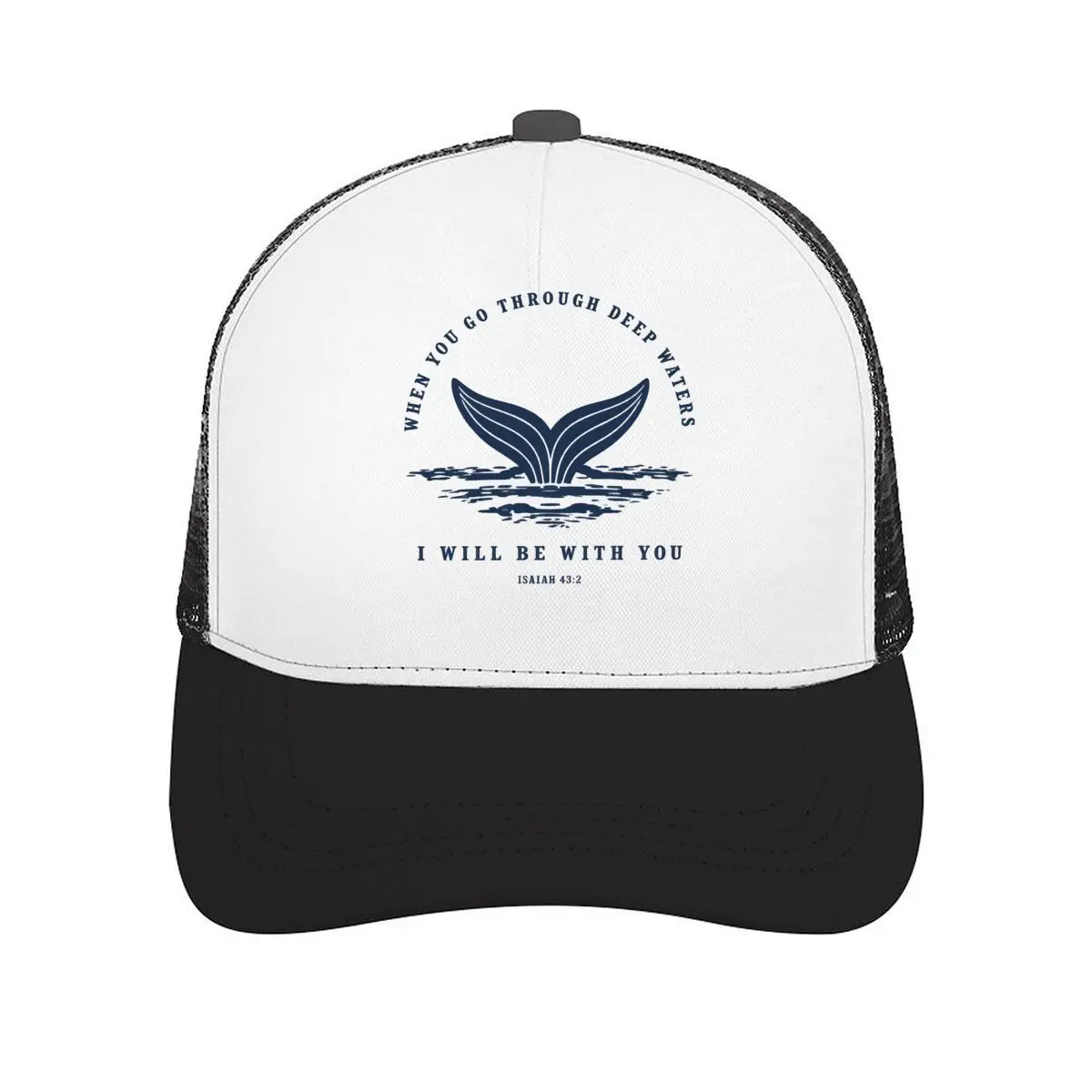 When You Go Through Deep Waters Isaiah 43 2 Whale Tail Mesh Baseball Cap Casual Hat For Womens Unisex Female