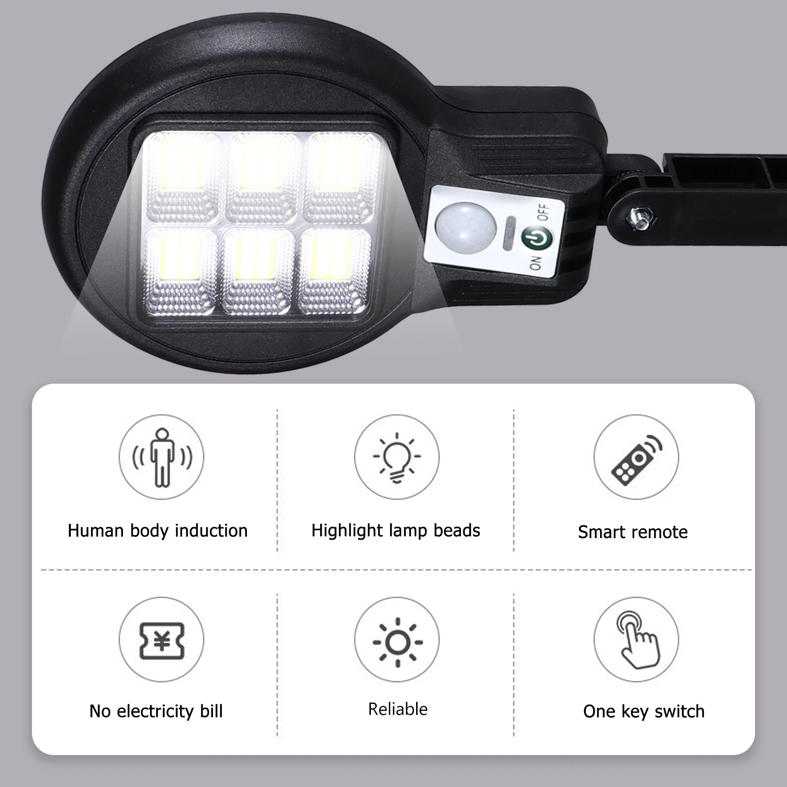 

1pc Solar Garden Light LED Solar Street Lamp Durable Waterproof Black Decoration Lighting Device High Brightness AutoIlluminate