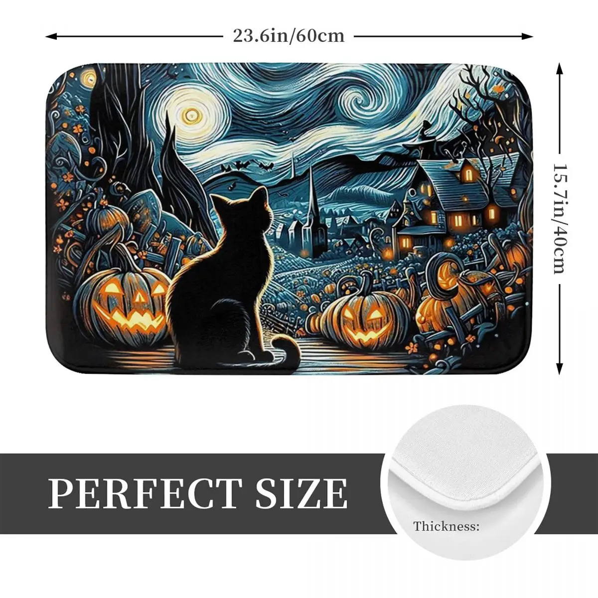 Van Gogh's Halloween Night Anti-slip Doormat Floor Mat Dust-proo Carpet Rug for Kitchen Entrance Home Bedroom Footpad Mats