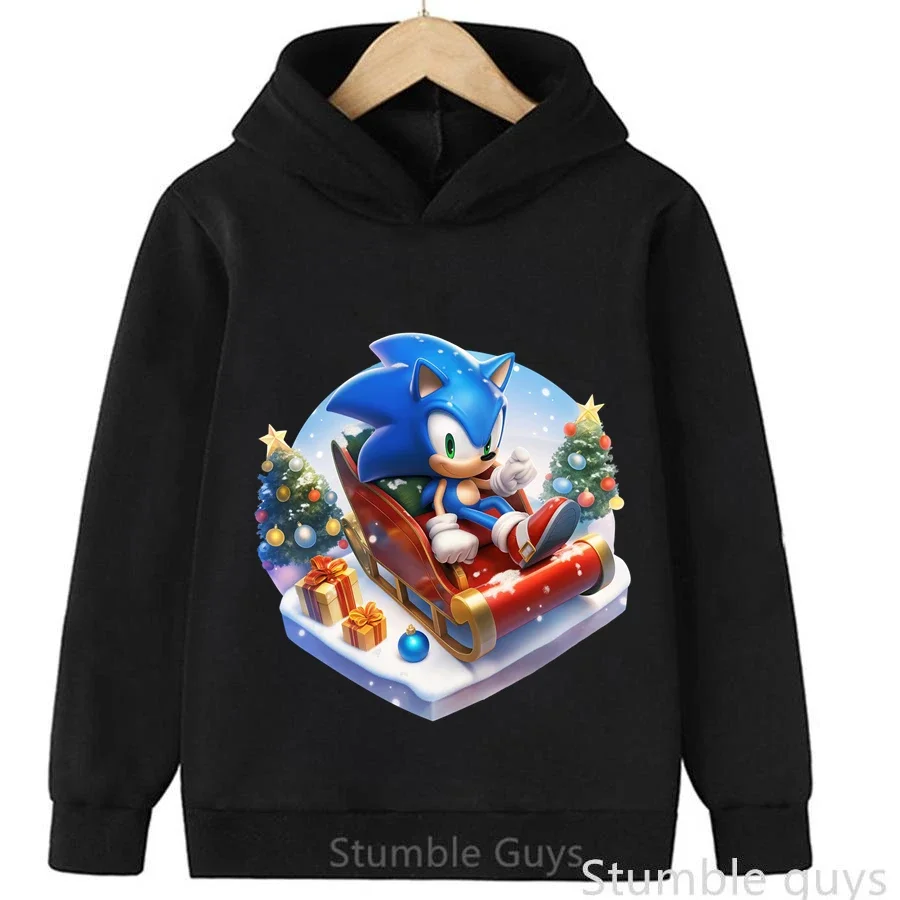 Sweat à capuche Sonic pour enfants, combinaison de camion d'automne pour garçons et filles, vêtements de dessin animé, cadeau de noël, vêtements chauds et confortables ​