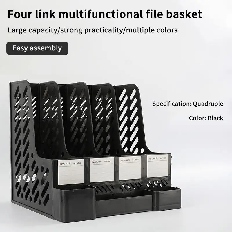 Multi-functional Books Pencil Sundries Storage Rack 4 Column File Rack Holder Office Stationery Pen Holder Bookshelf Organizers