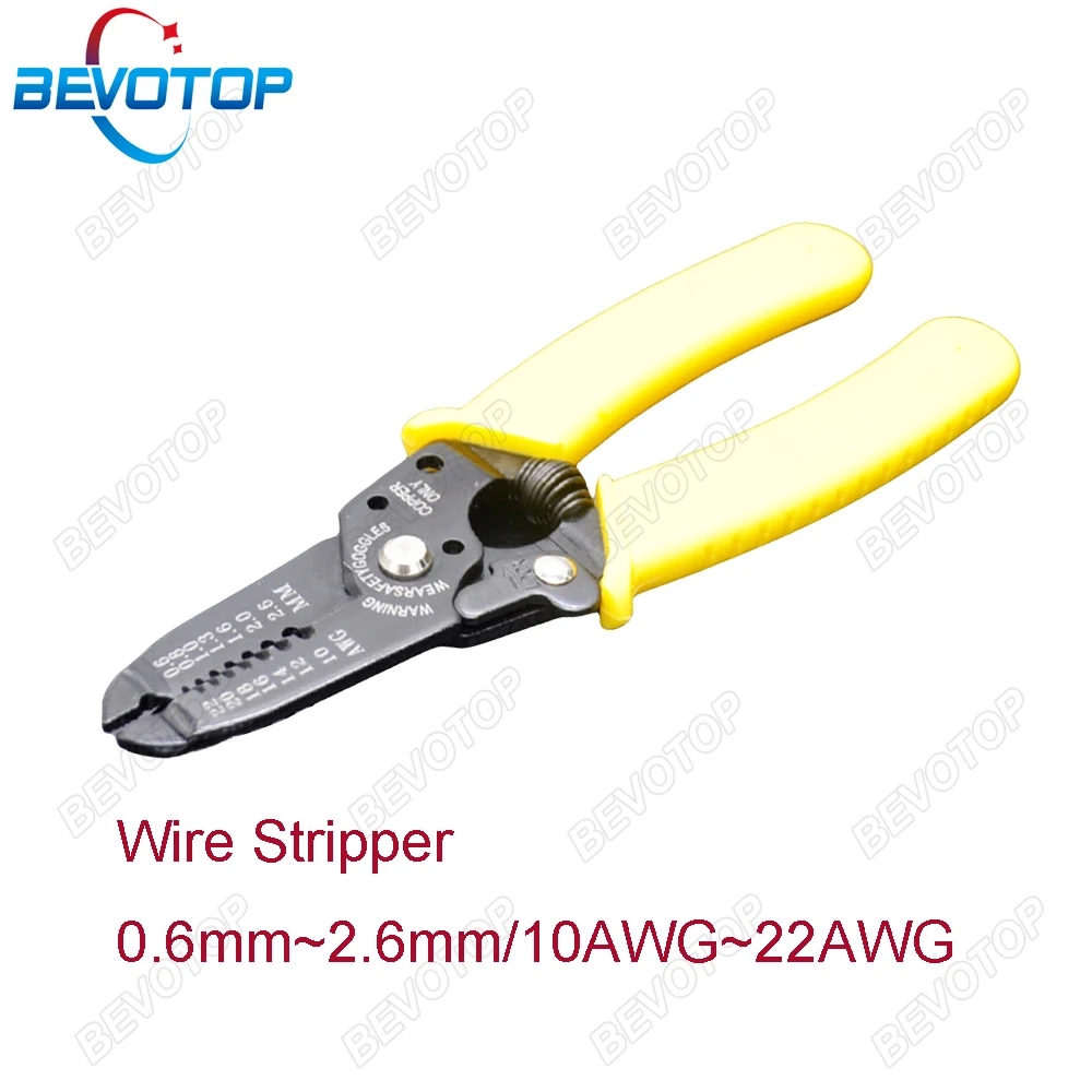 BEVOTOP Professional Wire Stripper Wire Cable Cutter Plier Electrician Tool 10AWG~22AWG Stripping Tools for RG174 RG316