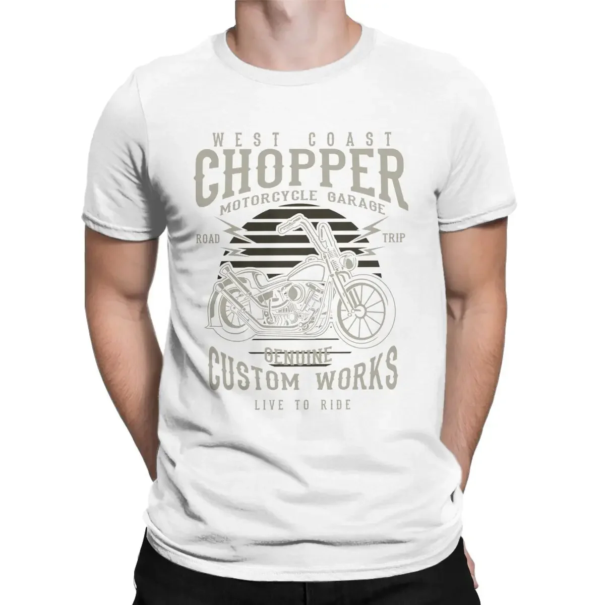 Chopper Custom Motor Motorcycle Men T Shirt Fun Tee Shirt Short Sleeve Crewneck T-Shirt 100% Cotton Summer Clothing Tees