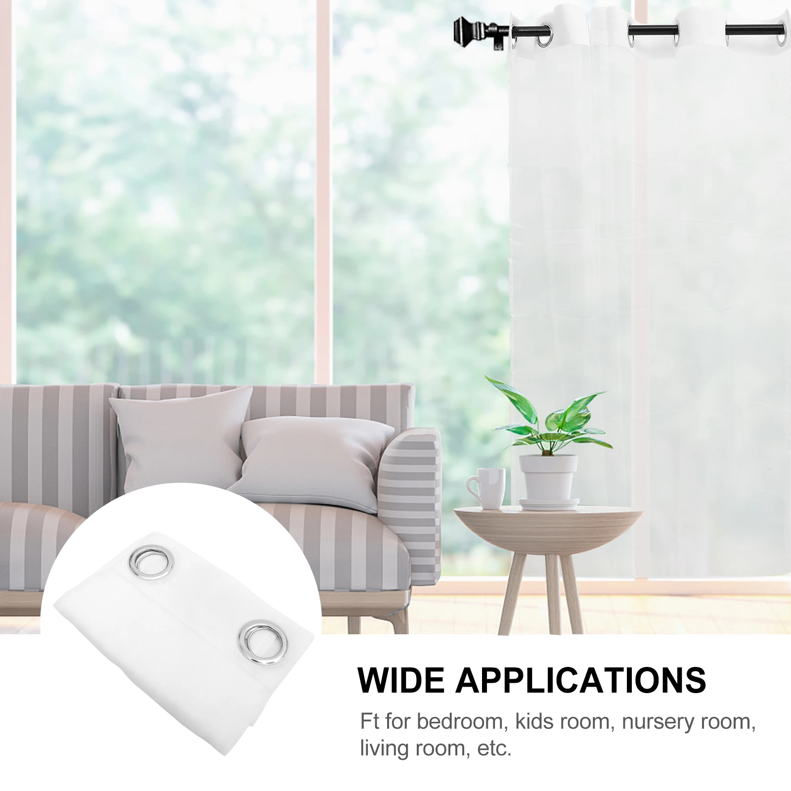 2Pcs Window Sheer Curtains Gauze Drape White Living Room Bedroom Decor Privacy Protection Diffused Light Energy Saving