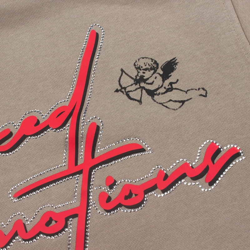 Graphic Zip Up Hoodie Men Vintage Washed Cupid Angel Print Rhinestone Oversized Fleece Hooded Sweatshirt Y2k Streetwear Jacket