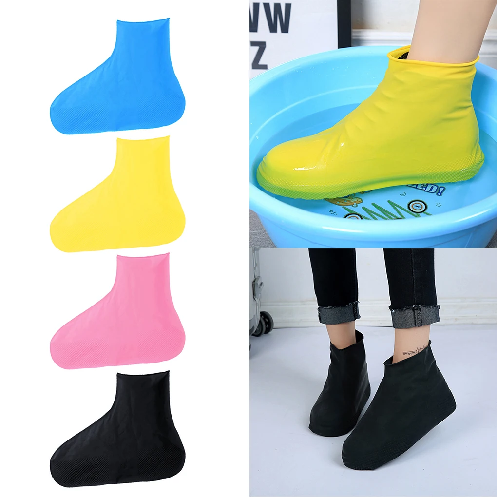 1 Pair  Short /High Silicone Waterproof Rain Shoes Covers Children Adults   Unisex Slip-resistant Rain Boot Overshoes