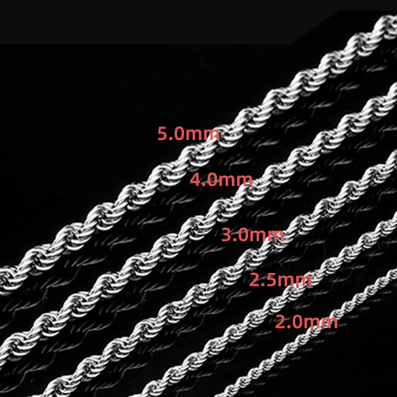Stainless Steel Twisted Rope Chain Necklace for Men,Silver Color Never Fade Chain Collars,Stylish Jewelry Gifts