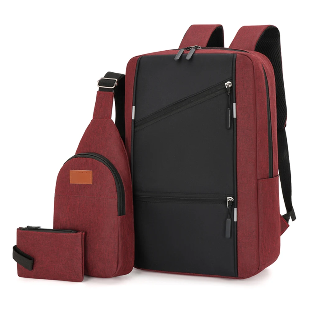 

3Pcs Casual Bag Set Laptop Backpack Travel Book Bag Multifunction Versatile School Bag Anti Theft for Business Trip