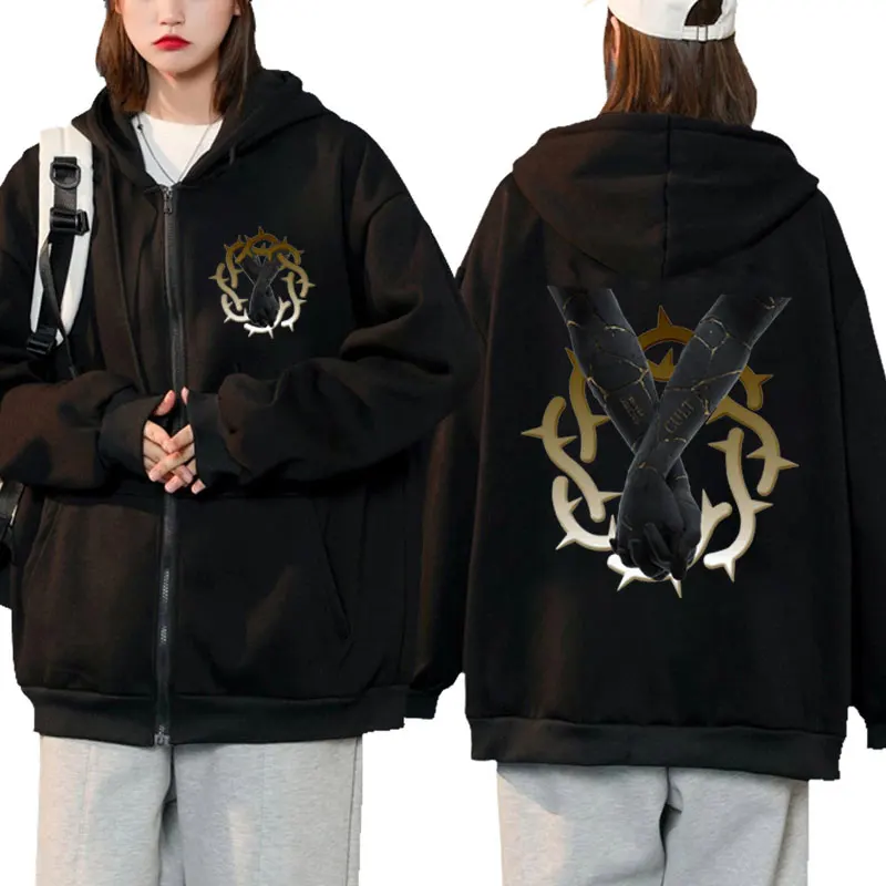 

Rapper Rock Band Bad Omens Finding God Before God Finds Me Music Album Print Zip-up Hoodie Coat Male Winter Fleece Zipper Jacket