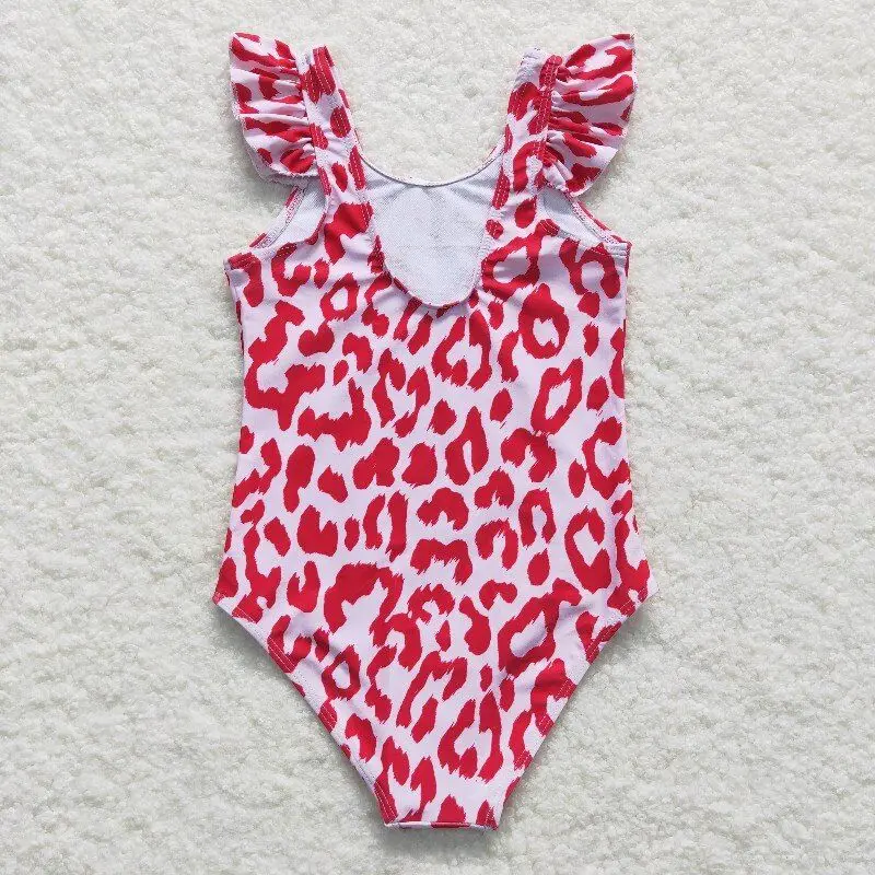 summer infant toddlers baby girl's swimsuit 1pcs red leopard swimwear kids clothing outfits children boutique clothes