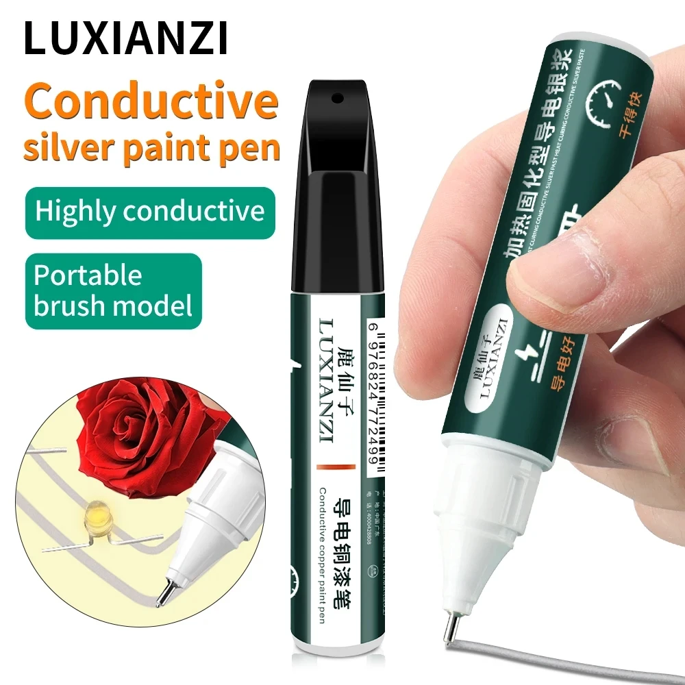 LUXIANZI Conductive Silver Paint Pen Anti-interference Circuit Board Repair DIY High Conductivity Low Resistance Copper Ink Pen