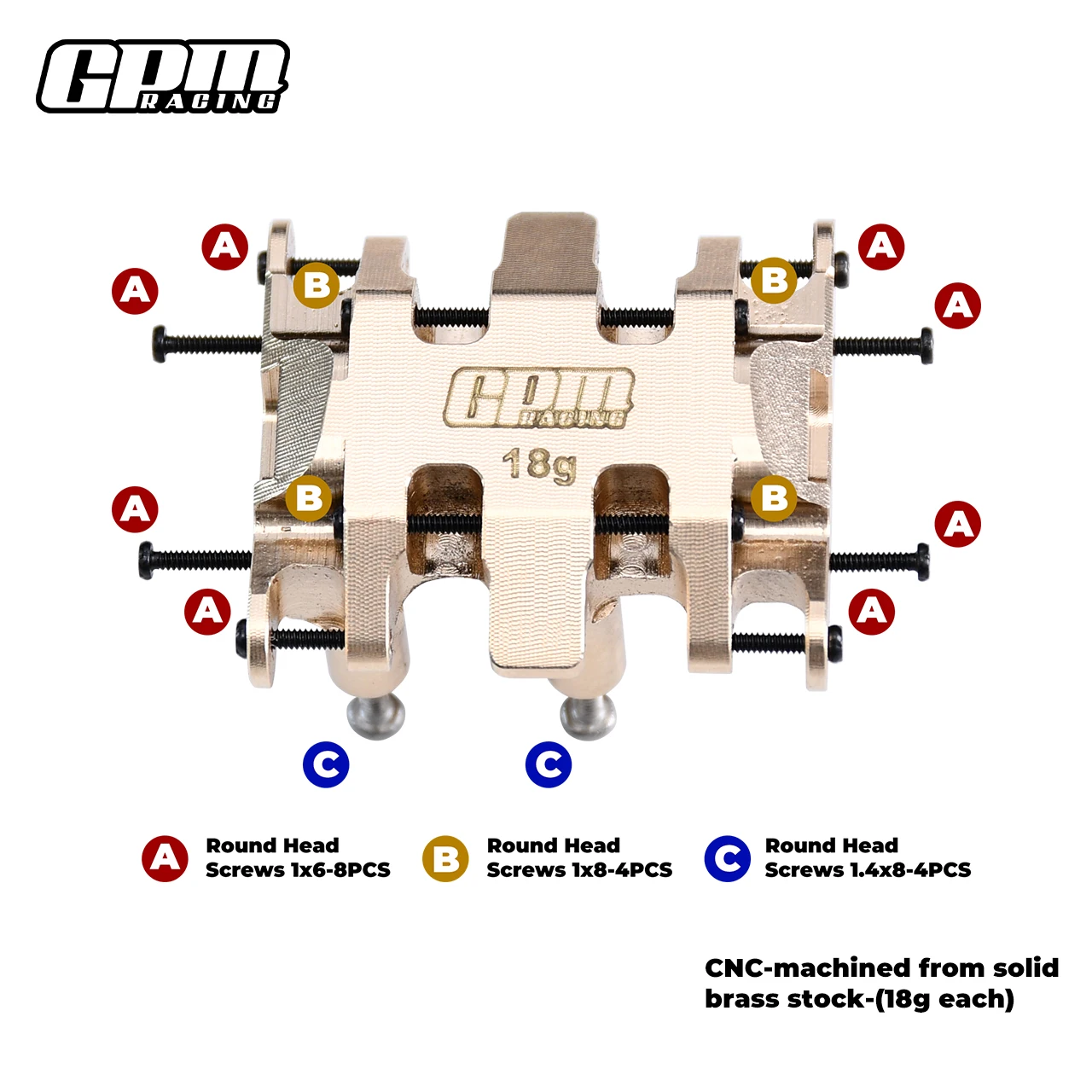 Placa de Proteção Central de Câmbio em Latão GPM 18g AXIAL 1/30 SCX30 Ford Bronco Jeep AXI-2048