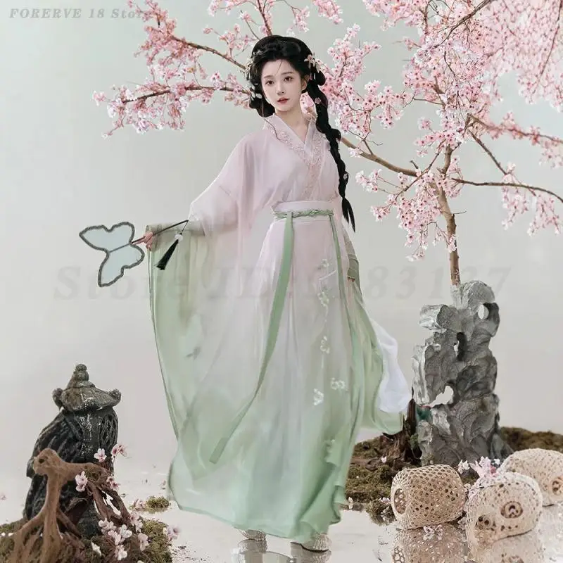 وي جين هانفو مجموعة الصينية التقليدية الجنية تأثيري حلي الجدة فستان قديم ربيع الخريف التطريز سلالة تانغ الملابس