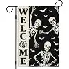 Halloween Garden Flag for Outside Double Sided 12 x 18 Inches Welcome Seasonal Yard Skull Bat Linen Garden Flags Outdoor Hom llz