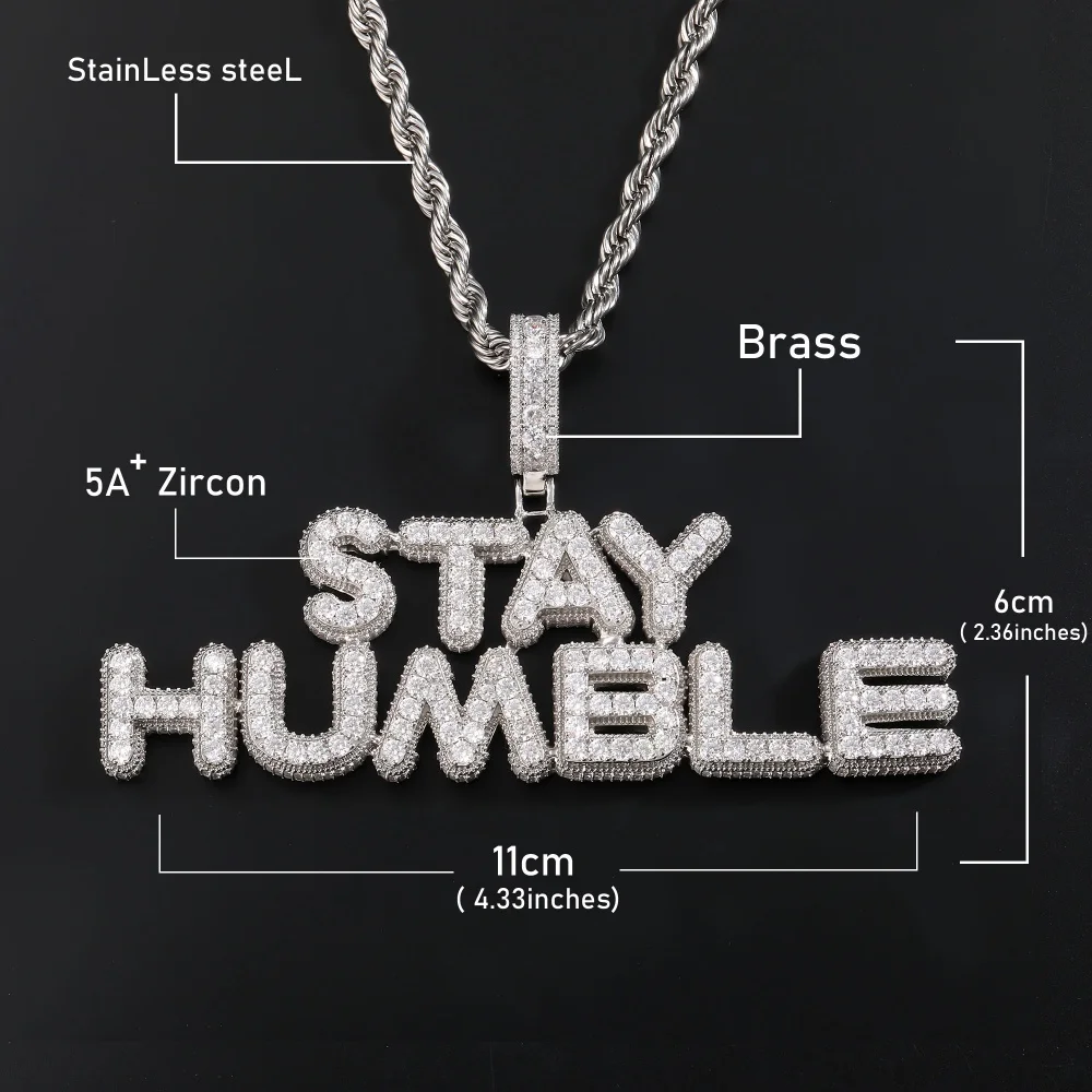 Custom Alphabet Intital Letter Pendant 5A+ CZ Necklace IcedOut Cubic Zirconia Gift For Men Women Irregular Shape Zircon Stones