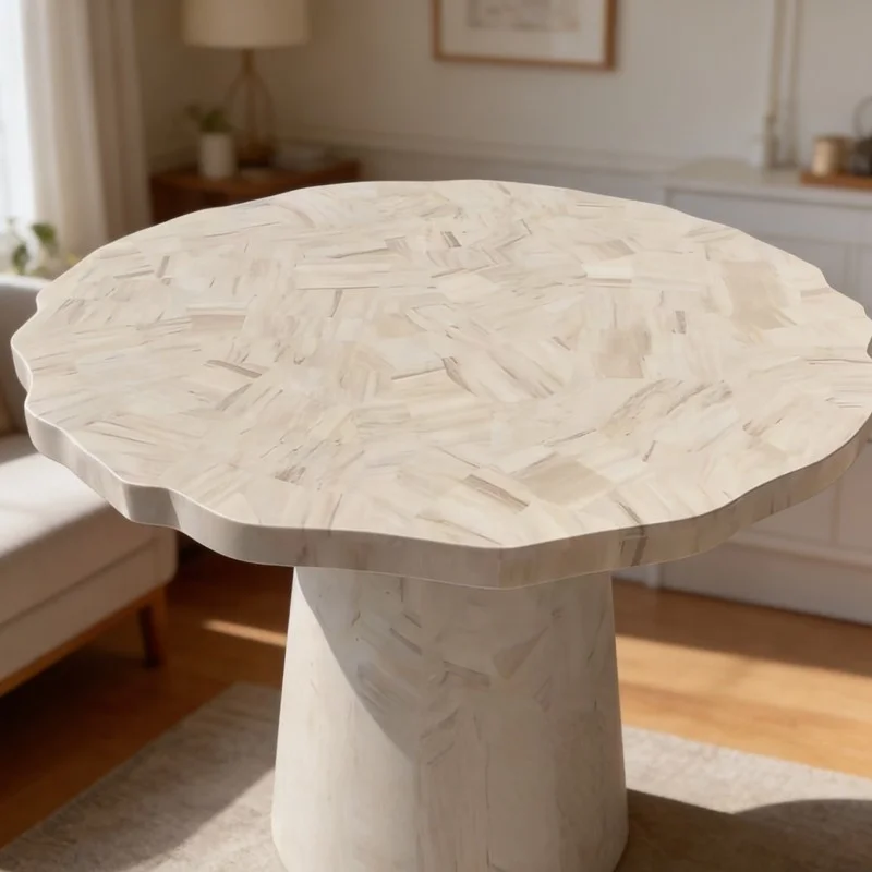 

✿p Factory Direct INSpiration Natural Stone Outdoor Coffee Table Beige Travertine Waterproof Lightweight Park School Use