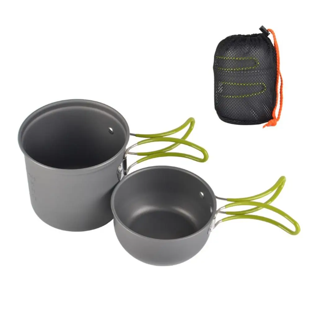 

Pot&Cup Combination Camping Tableware Kettle Lightweight Outdoor Cookware Set Heat-resistant with Mesh Bag Picnic Pot Set