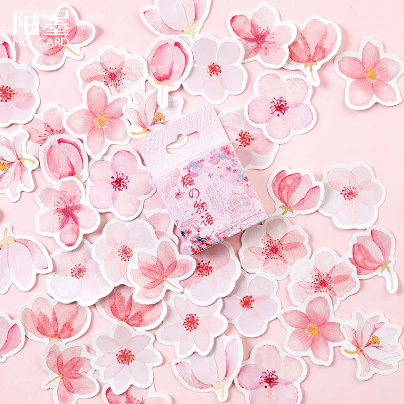45Pcs/box Sakura Stickers Handheld Album Decorative Stickers Sealing Stickers DIY Creative Stickers