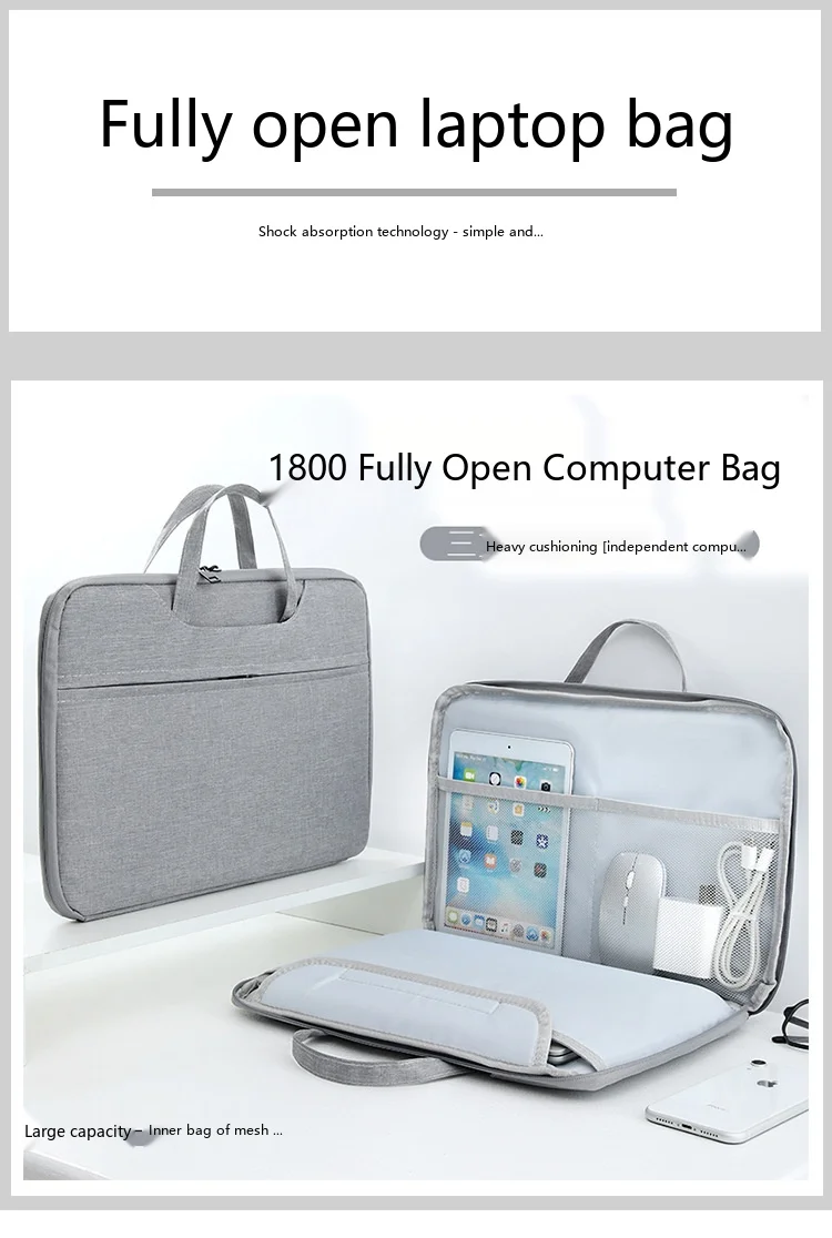 Professionelle Laptop-Aktentasche 11,6-15,6 Zoll Oxford Wasserdichte Handtasche für Geschäftsreisen – Detail 1