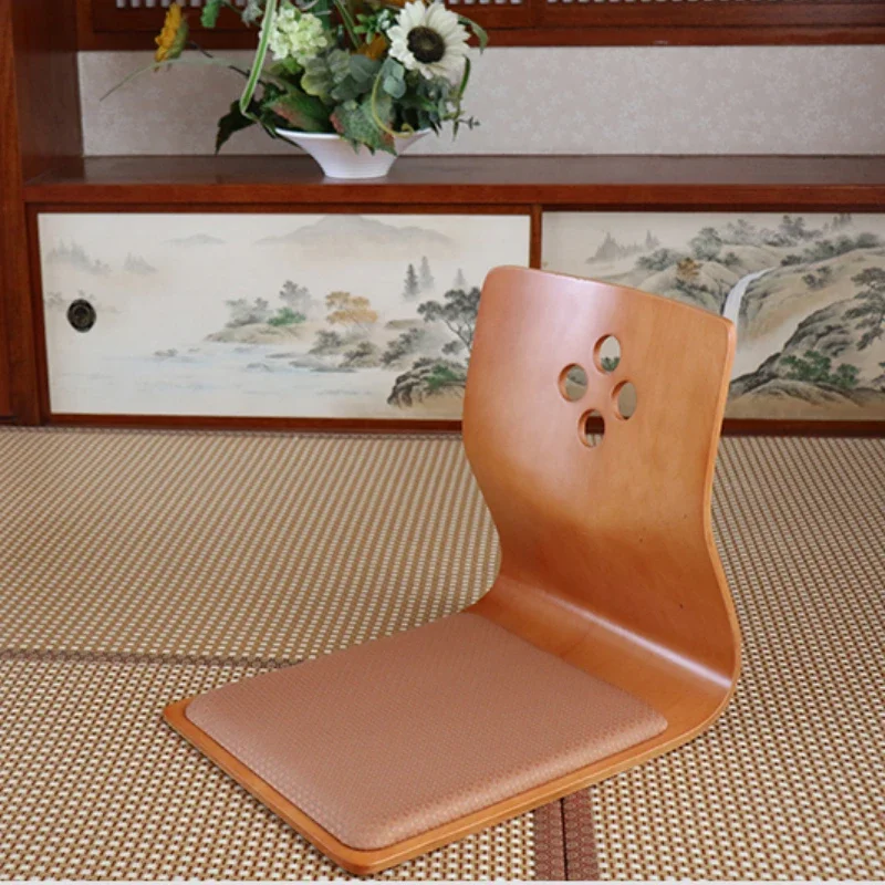 Japanese Style Room Lazy Chair Curved Design Tatami Chairs Bay Window Legless Chair with Cushion One-time Molded Backrest Seat