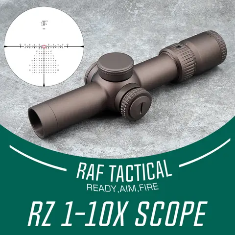 Tactical Riflescope RZ HD GEN III 1-10X24 34mm Tube FFP LPVO Scope Red EBR-9 Reticle FDE Color with Original Full Markings