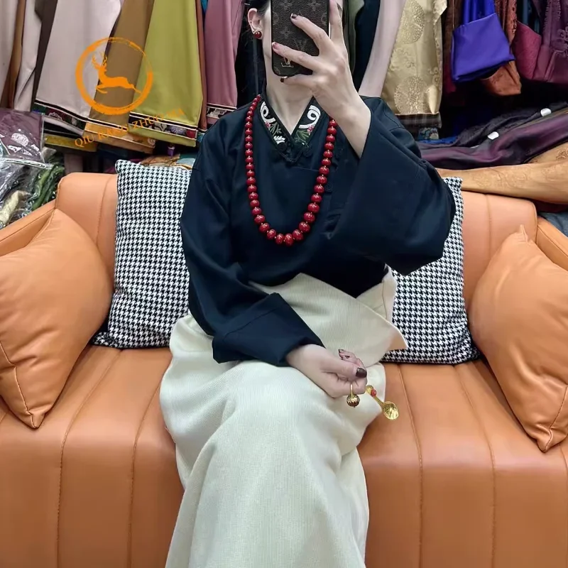 Chińska tybetańska koszula damska z dużym rękawem Xizang Performance Clothes