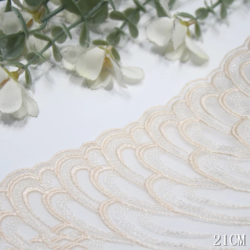 28Yards Two Tones Mesh Embroidered  Lace Trims For Clothing Dress Sewing Applique Costume Lingerie DIY