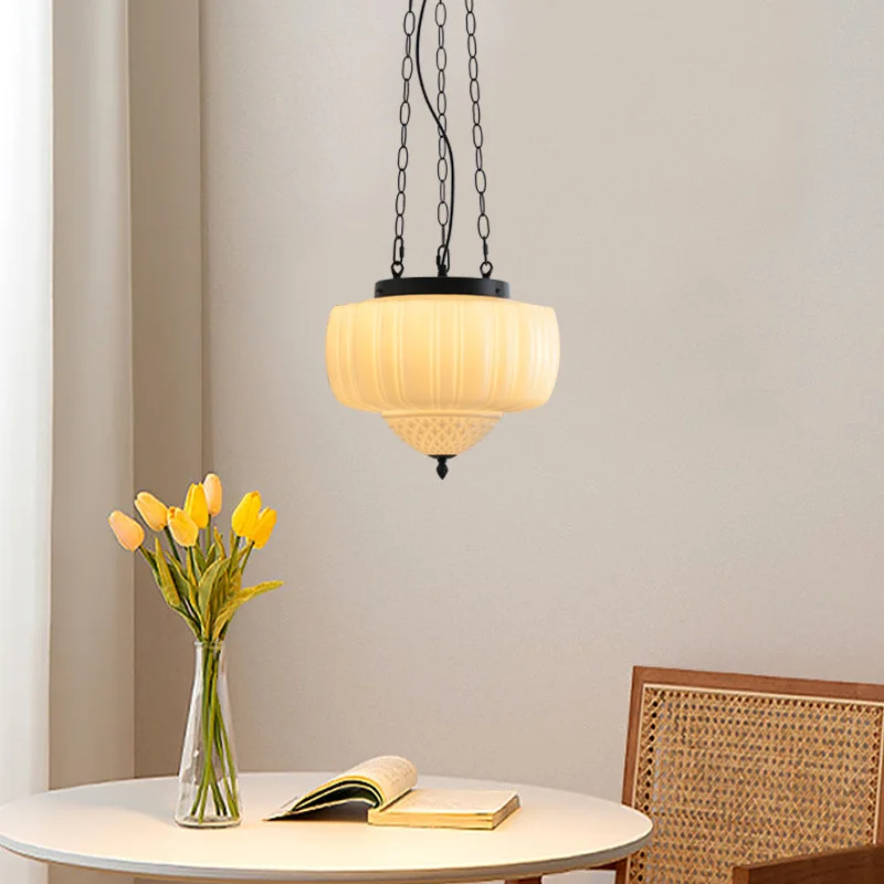 

Vintage Milk Glass Pendant Light Art Deco Style for Dining Room Bar Hallway