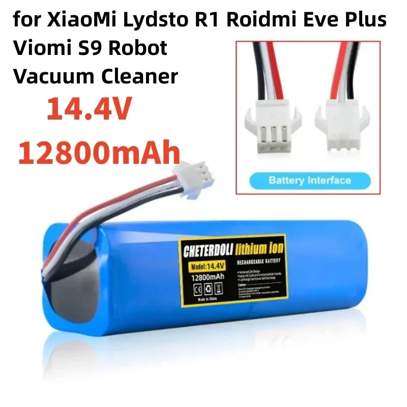 

Replacement for XiaoMi Lydsto R1 Roidmi Eve Plus Viomi S9 Robot Vacuum Cleaner Battery Pack Capacity 12800mAh Accessories Parts