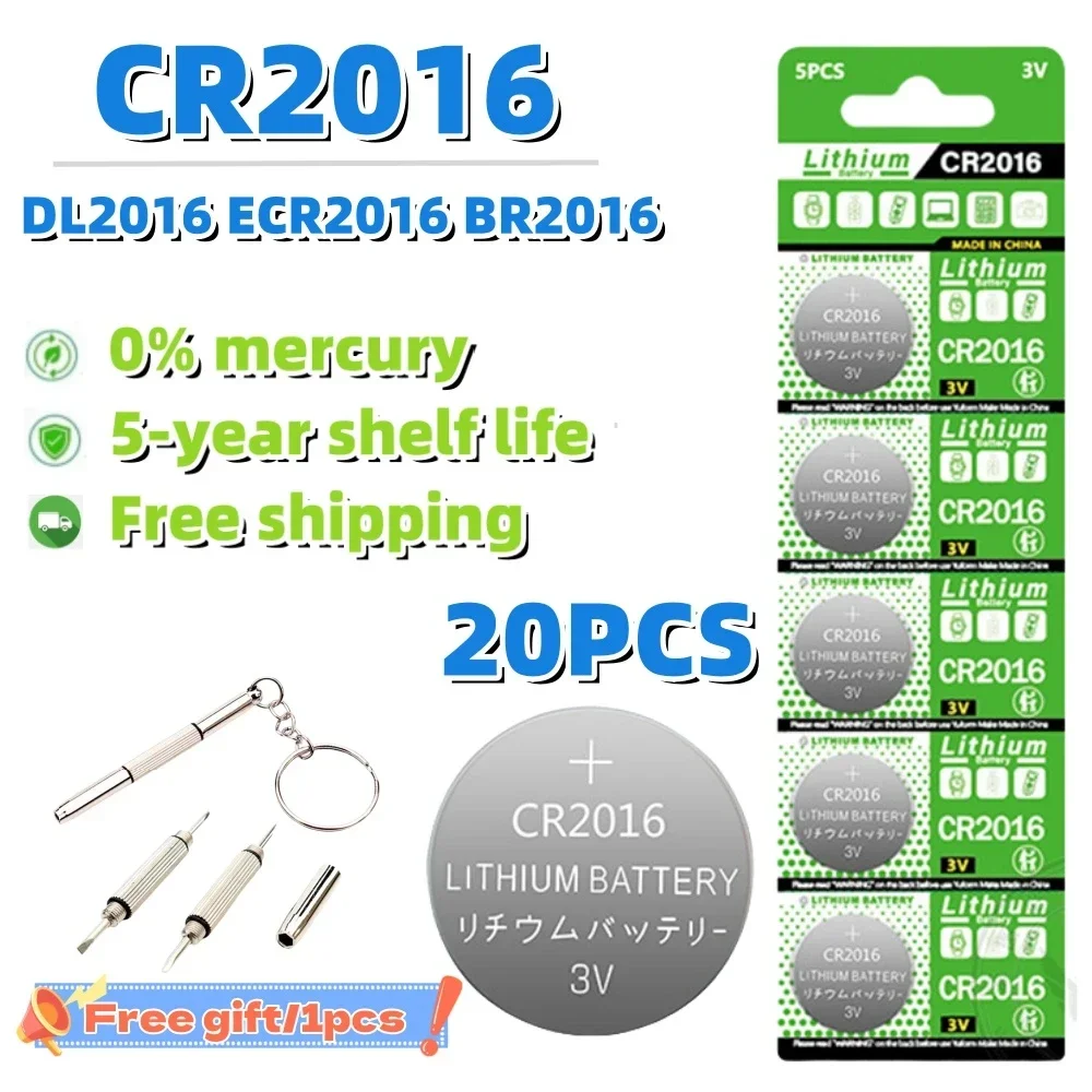 20pcs 70mAh CR2016 Coin Cells Batteries CR 2016 DL2016 BR2016 LM2016 ECR2016 3V Lithium Button Battery For Watch Remote Key