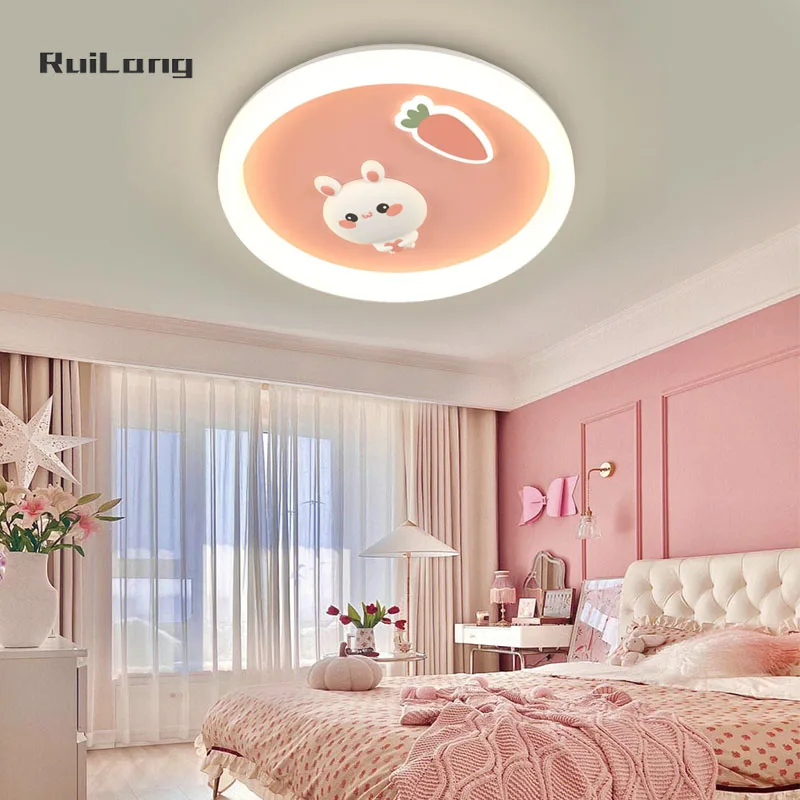 Kawaii Room Decor Rabbit Ceiling Light For Kids Room Baby Girl Bedroom Cartoon Cute Bunny Pink Chandelier Princess Ceiling Lamp