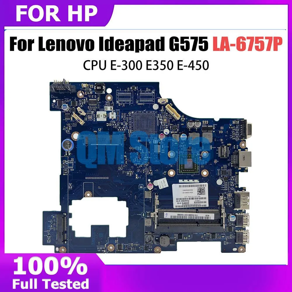 

Laptop with EME450 E-300 cpu LA-6757P Without HDMI DDR3 motherboard For Lenovo Ideapad G575 Mainboard