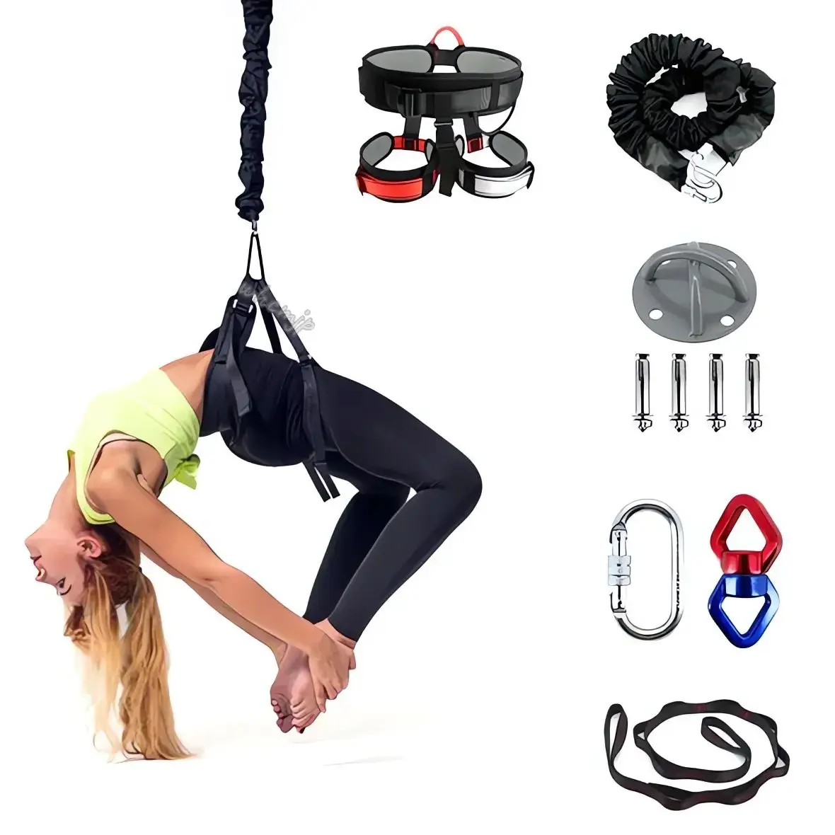 

Heavy Bungee Cord Resistance Belt Kit Aerial Trapeze Yoga 4D Bungee Dance Workout Gravity Training Equipment for Home Gym Studio