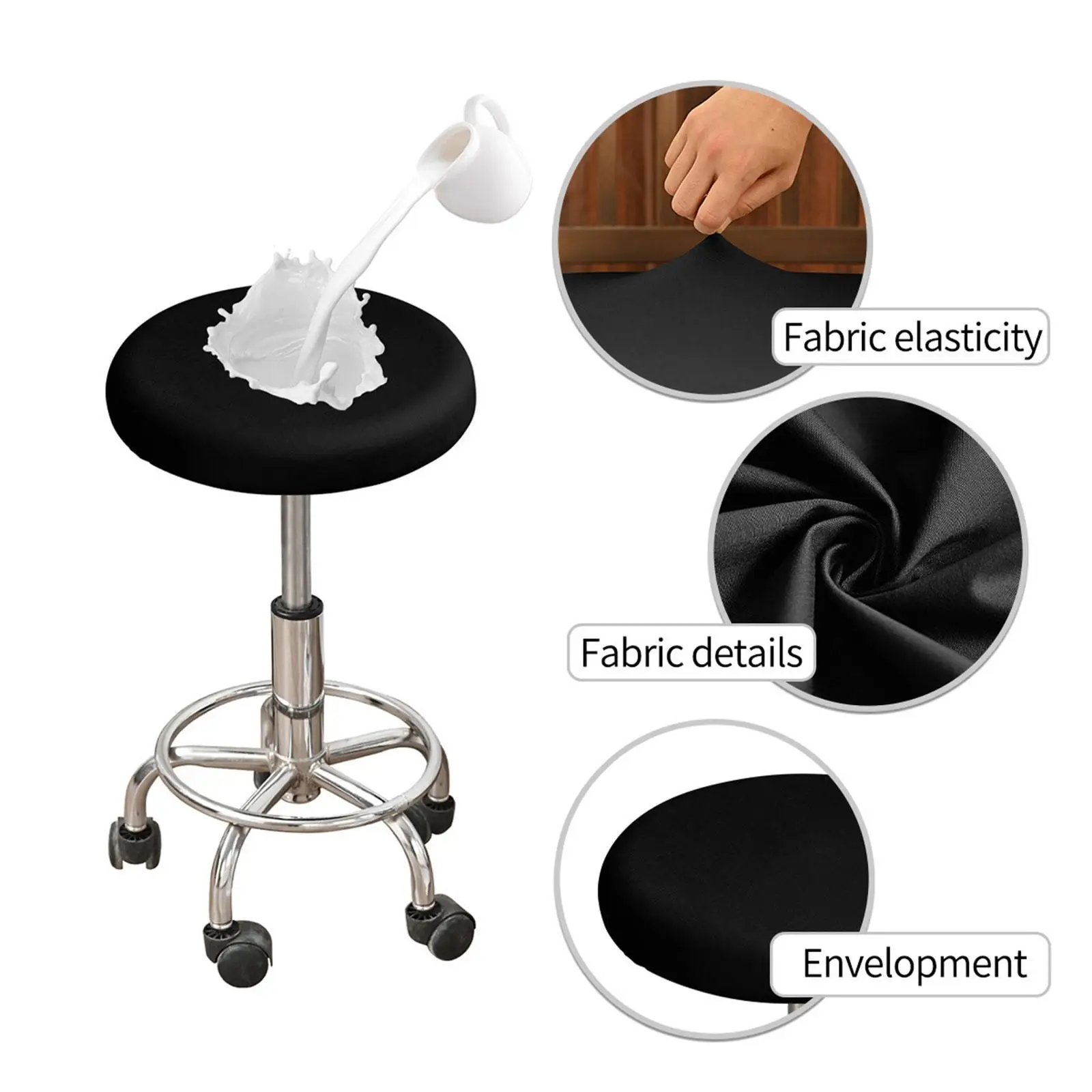 TPU Waterproof Round Stool Cover Stool Protector Stretch for Restaurants, Offices Lightweight Versatile Simple Assembly