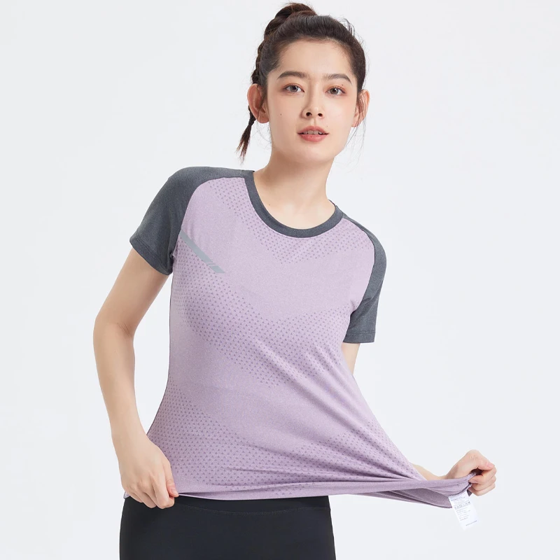 Sportswear Fitness Secagem Rápida para Mulheres, Yoga Esporte Camiseta, Ginásio Correndo Tops, Blusas de Treinamento de Manga Curta, Jersey, Jogging Tee