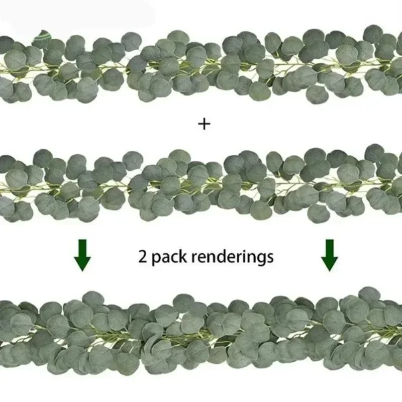 1 قطعة 2 متر أوراق الأوكالبتوس الديكور الأوكالبتوس جدار ديكور الفضة الدولار الأوكالبتوس الخضرة يترك فاينز نبات لقوس الزفاف #3