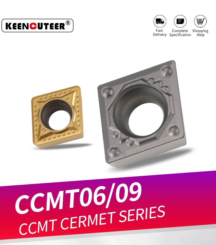 CCMT060204 CCMT09T302 CCMT09T304 CCMT09T308 Hartmetall Einsatz für Cermet SCLCR/L Externe Drehen Tool Klinge Drehmaschine Teile CNC Cutter – Detail 2