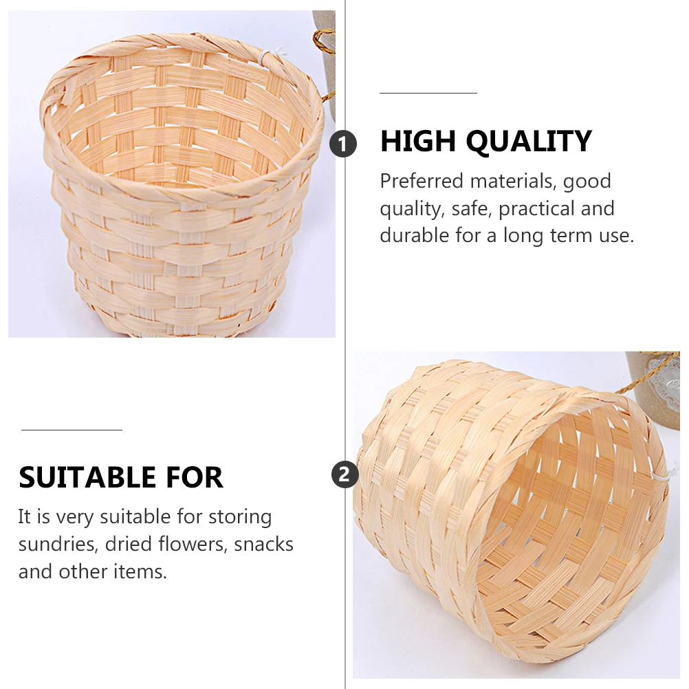 12 Pcs Woven Basket Storage Small Laundry Baskets Hand-made Hampers Wooden Decorate Home