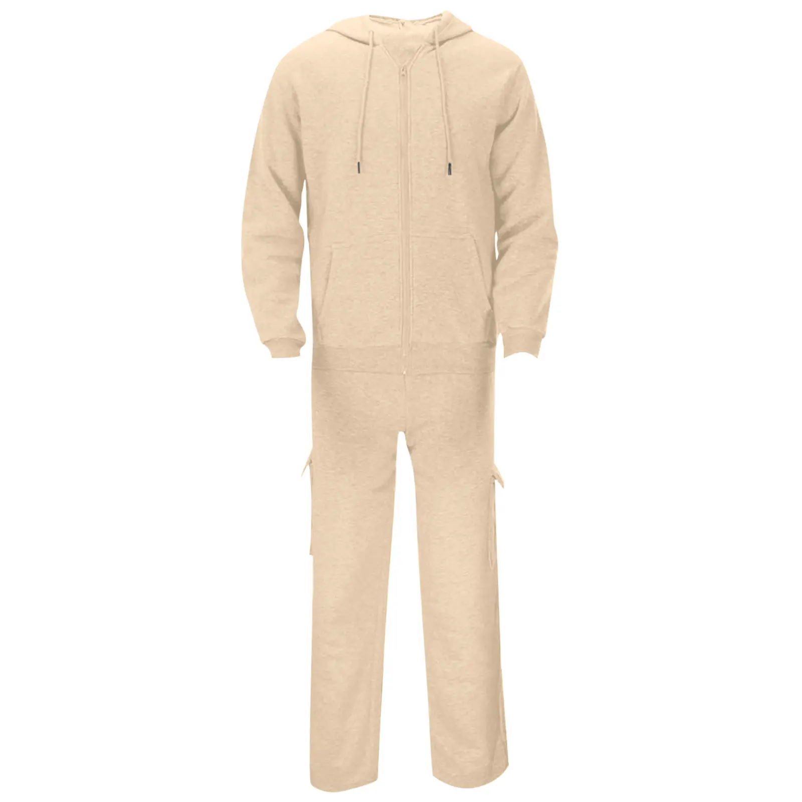 Traje deportivo básico holgado a la moda para otoño e invierno para hombre, sudadera con capucha y pantalones suaves y cómodos de Color sólido, traje informal de estilo perezoso