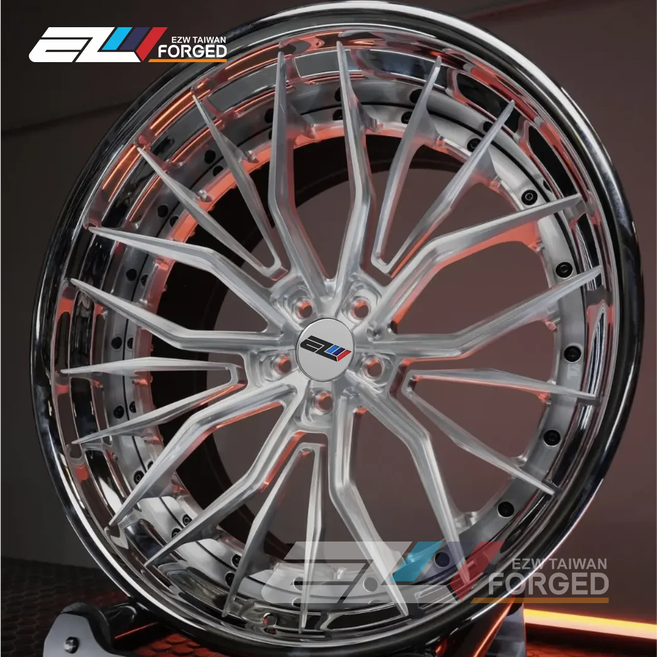 Polished Rims Brushed Center 5x114.3 5x120 5x130 5x112 15-24Inch  2 Piece Forged Rim Alloy Deep Concave Car Wheel