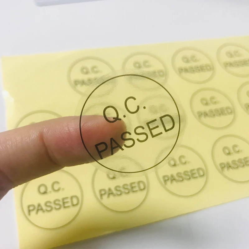 

Free Shipping 10000 Pieces QC PASSED Clear PVC Inspection Label Product Sticker Sealed Round Sticker Self Adhesive Printing