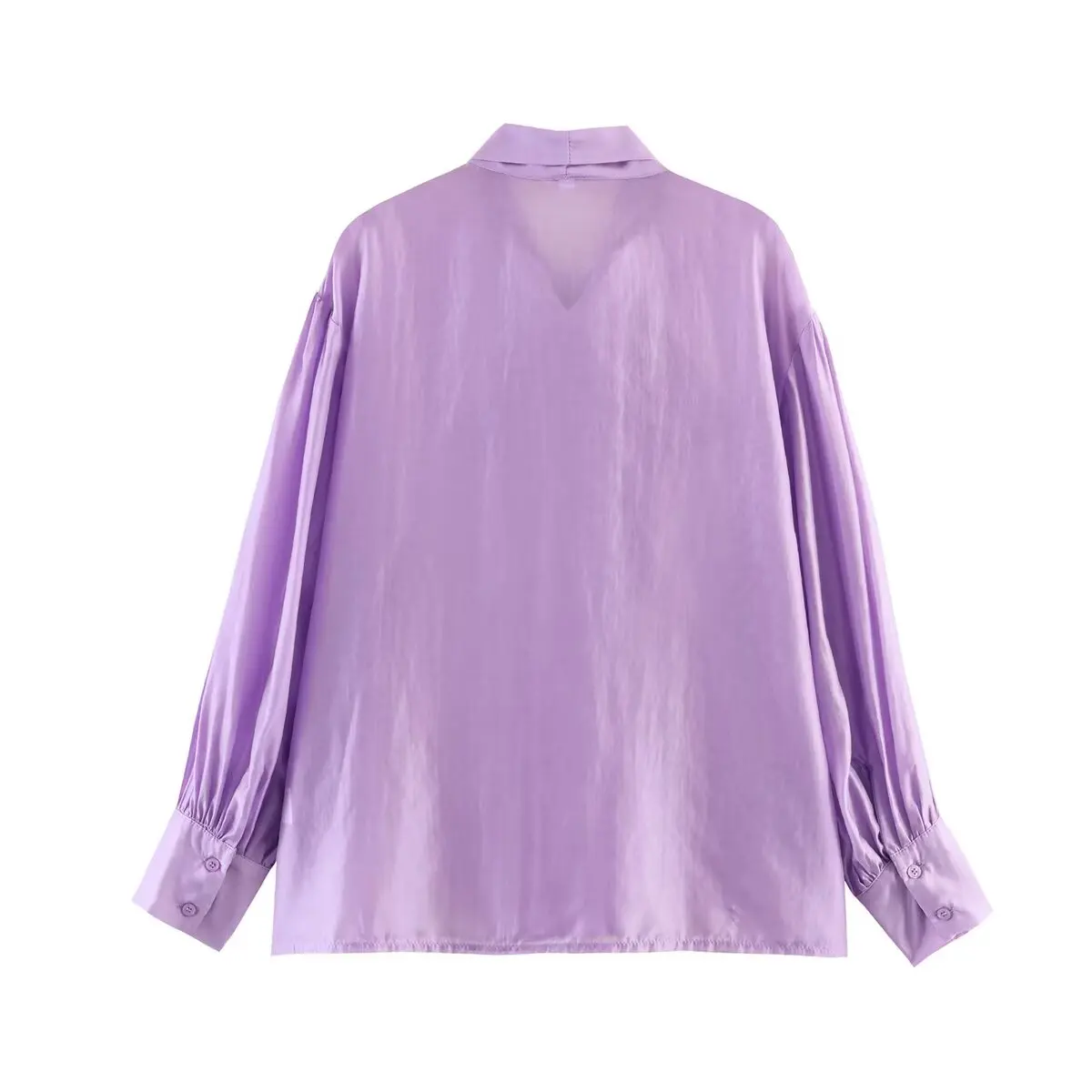 TFMLN Schicke Damen-Bluse mit Schleife, Eleganter Langarm-Pullover mit Schnürkragen, Vintage-Hemden, Einfarbige Damen-Oberteile im High-Street-Stil, Dünnes Top 2026 – Detail 11