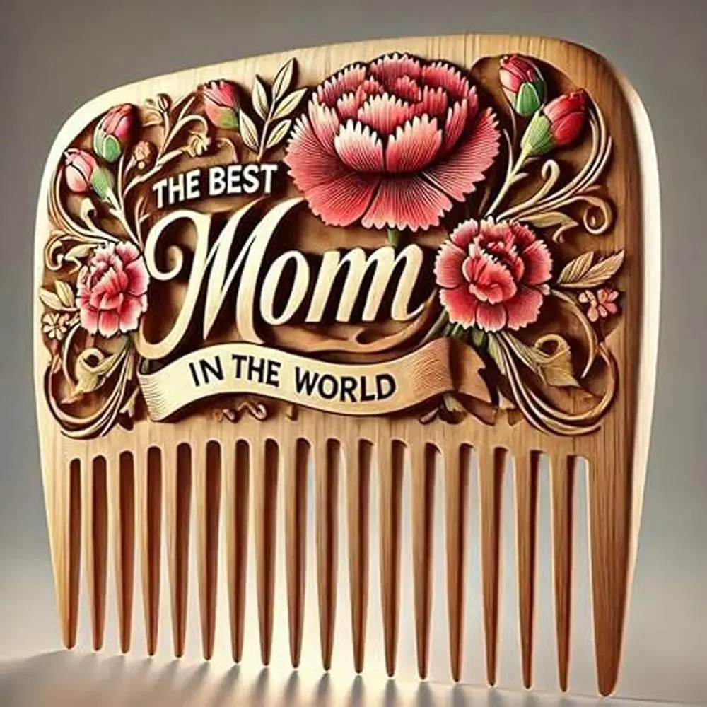 

Creative Natural Wood Carving Combs Comfortable Anti-Static Mother's Day Comb Hand-Carved Massage Wood Comb Mother's Day Gift