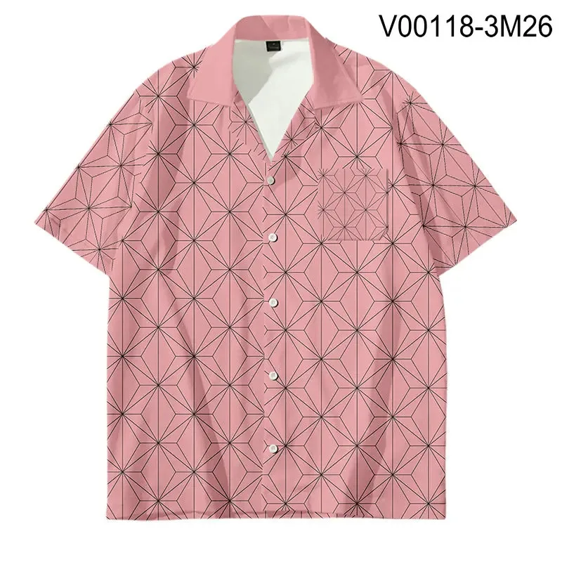 2022 Anime Demon 3D Printing Unisex Shirt Women/Men Casual Summer Short Sleeve Loose Button Streetwear Anime Overclothes