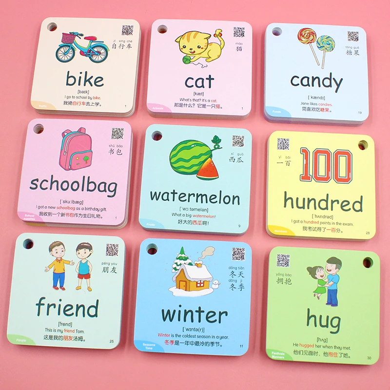 600 Words 20 Categories Cognition Learning Card Animal Shape Color Montessori Educational Chinese English Flash Cards For Kids