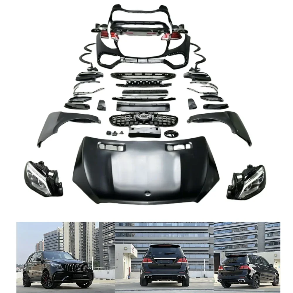 FOR ML W166 W167 2012-15 to E63 Bumper Headlight Side Skirts Fenders  BodyKit Hood PP Material 1:1 Widebodykit